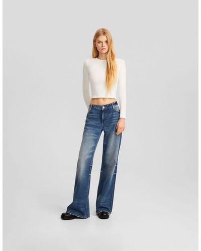 Bershka – weit geschnittene jeans - Blau