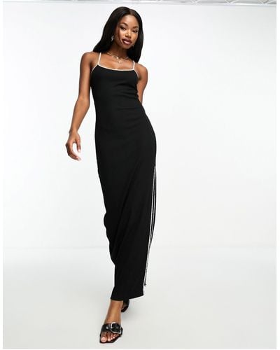 Something New X Aisha Potter Ribbed Cami Maxi Dress With Contrast Tipping - Black