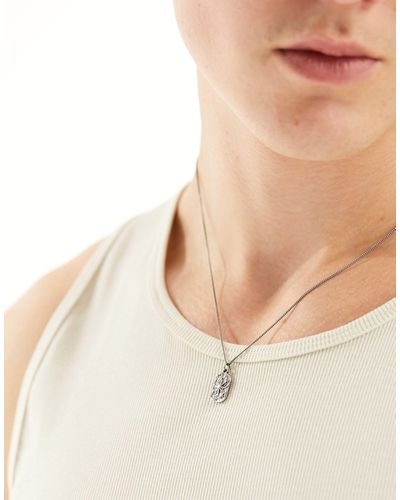 ASOS Sterling Necklace With Compass Pendant - Natural