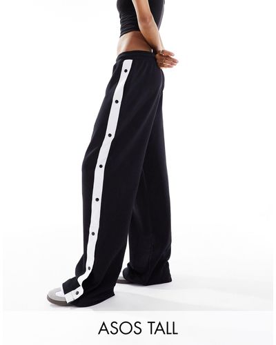 ASOS Asos Design Tall Straight Leg Trackies With Side Poppers - Blue