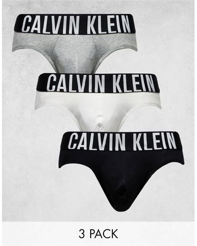 Calvin Klein – intense power – 3er-pack elastische slips aus baumwolle - Weiß