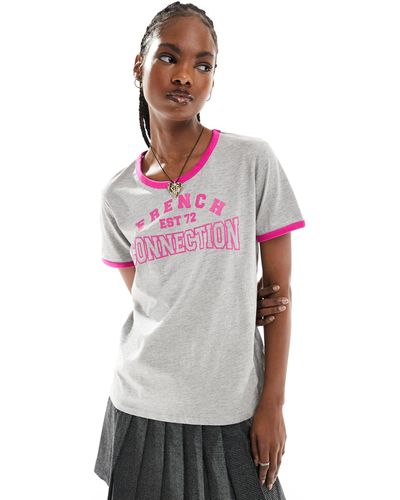 French Connection Collegiate Ringer T-shirt - Grey