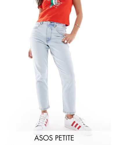 ASOS Asos design petite – schmale mom-jeans - Blau