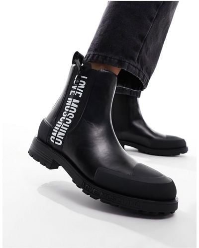 Love Moschino Taped Ankle Boots - Black