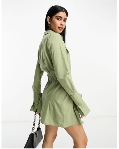 ASOS Utility Mini Shirt Dress With Nipped - Green