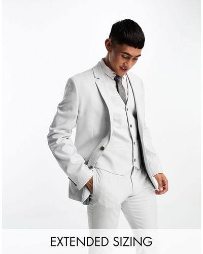 ASOS Wedding Skinny Suit Jacket With Micro Texture - White