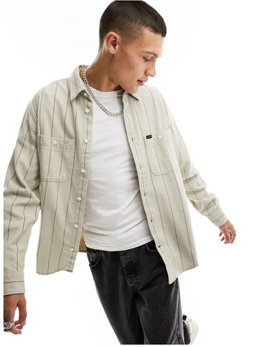 Lee Jeans Wide Stripe Relaxed Fit Worker Shirt - White