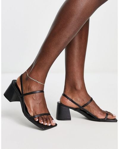 Public Desire Just Realise Strappy Mid Heel Sandals - Black