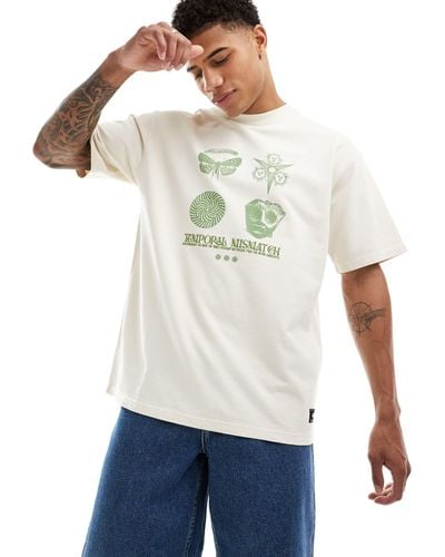Pull&Bear T-shirt à imprimé botanique au dos - écru - Blanc