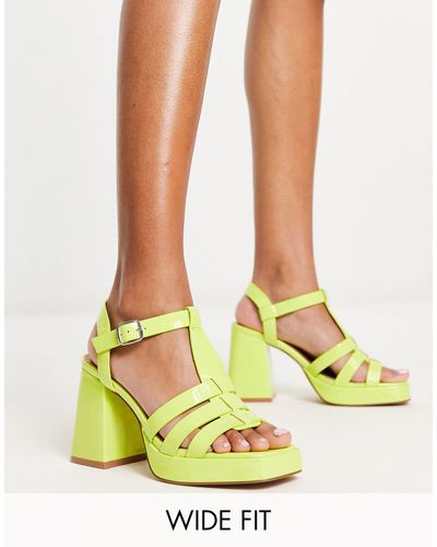 Simply Be Wide Fit Platform Heeled Shoes - Green