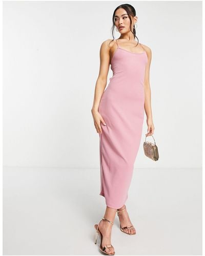 Trendyol Strappy Open Back Midi Dress - Pink