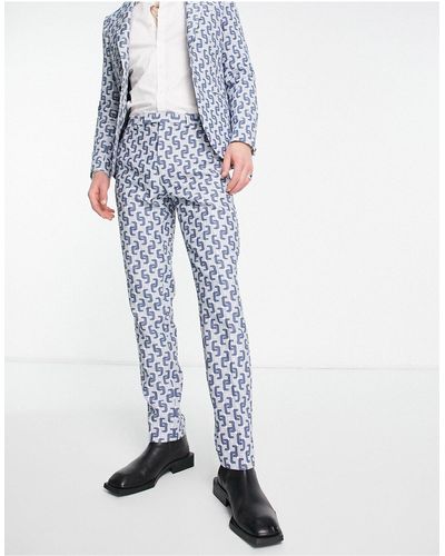 Twisted Tailor Steroetzle - pantaloni da abito slim jacquard - Bianco