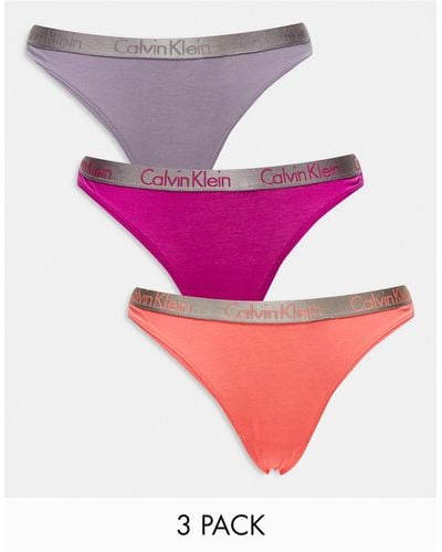 Calvin Klein 3-pack High Waist Thong - Pink