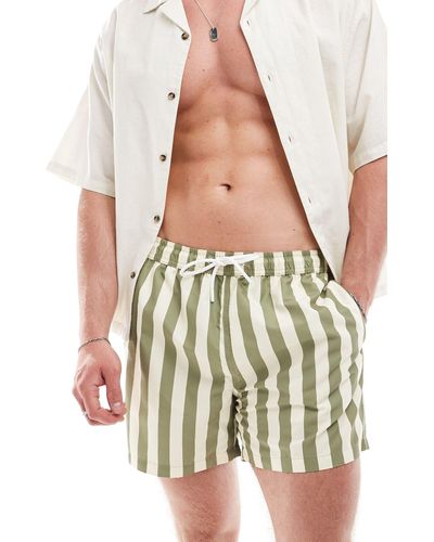 New Look Tom Striped Swim Shorts - White