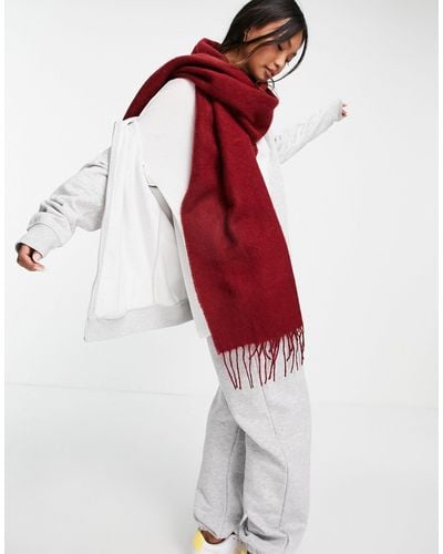 ASOS Supersoft Scarf With Tassels - Red