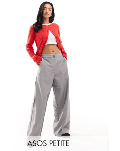 ASOS Petite Wide Leg Dad Trousers - Red