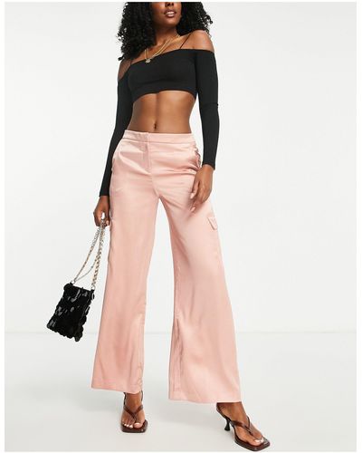 Pink satin cargo trousers 2025