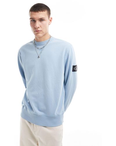 Calvin Klein Washed Badge Crew Neck Sweatshirt - Blue
