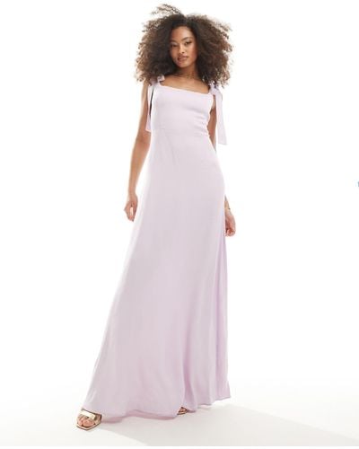 Maids To Measure Bridesmaid Tie Shoulder Maxi Dress - Purple