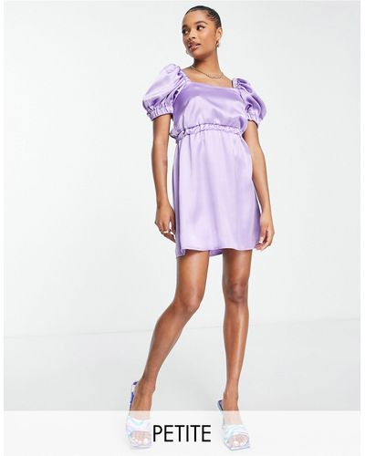Flounce London Square Neck Mini Dress - Purple
