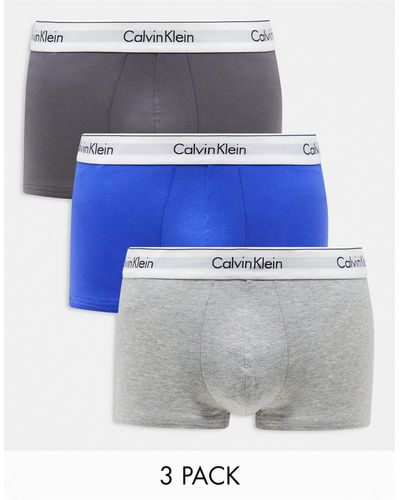 Calvin Klein – 3er-pack elastische baumwoll-unterhosen - Blau