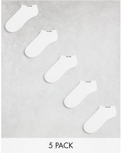 French Connection Fcuk 5 Pack Trainer Socks - White