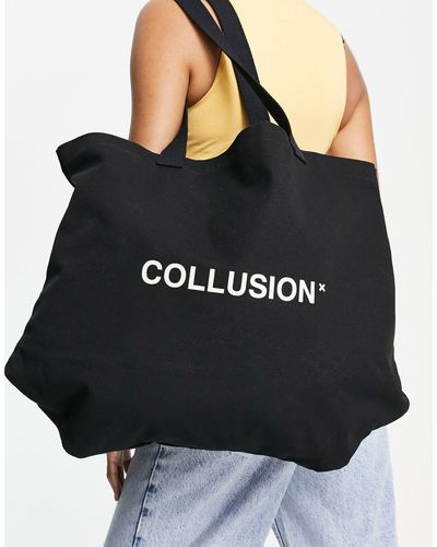 Collusion Unisex Branded Tote Bag - Black