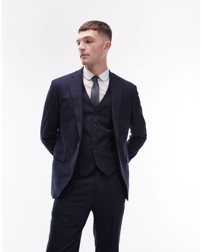 TOPMAN Stretch Slim Textured Suit Jacket - Gray