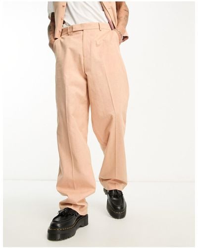 ASOS Wide Suit Trouser - Natural