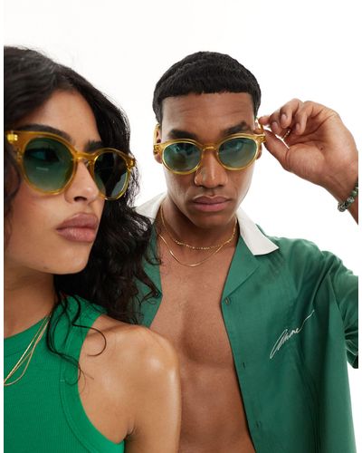 A.J. Morgan Low Key Round Sunglasses - Green