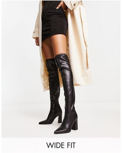 Glamorous Second Skin Block Heeled Over The Knee High Boots - Black