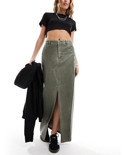 ASOS Faux Leather Split Front Maxi Skirt - Black