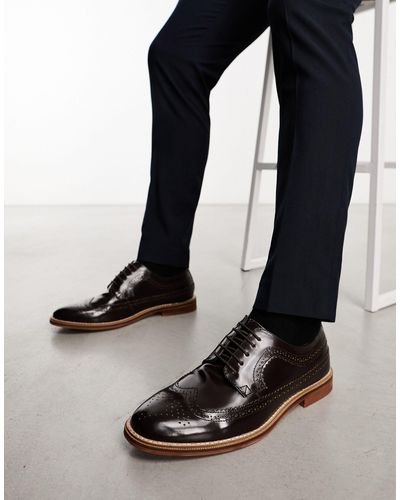ASOS Chaussures richelieu en cuir avec semelle naturelle - marron foncé - Noir