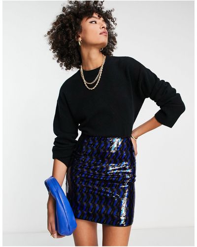 & Other Stories Minifalda azul y negra con diseño geométrico