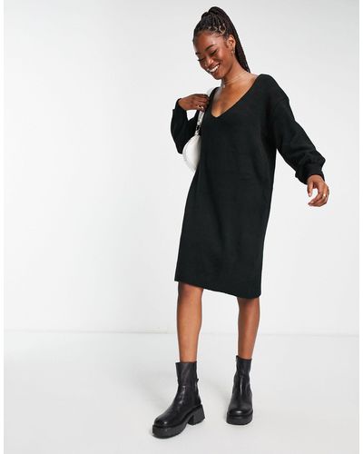Y.A.S Emmy Deep V Neck Knitted Dress - Black