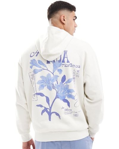 ASOS Oversized Hoodie With Front And Back Print - White