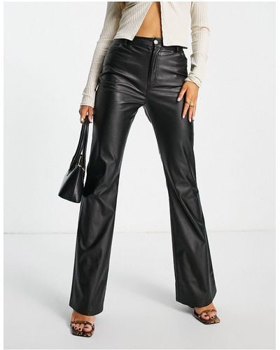 In The Style X Liberty Leather Look Flare Trouser - Black