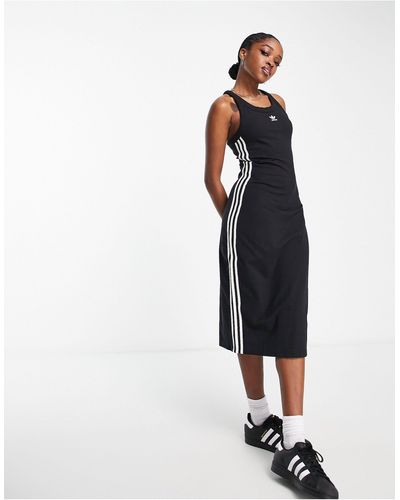 adidas Originals Mouwloze Midi-jurk Met 3-stripes - Zwart