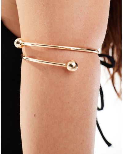 ASOS Arm Cuff With Wraparound Design With Ball Ends - Natural