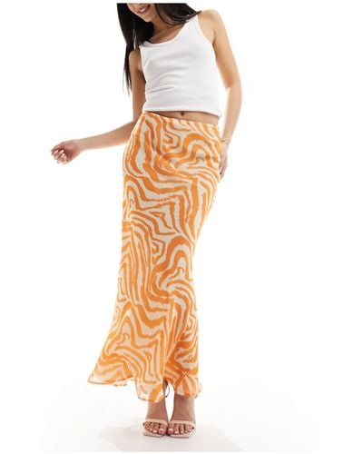 ASOS Chiffon Bias Maxi Skirt - Orange