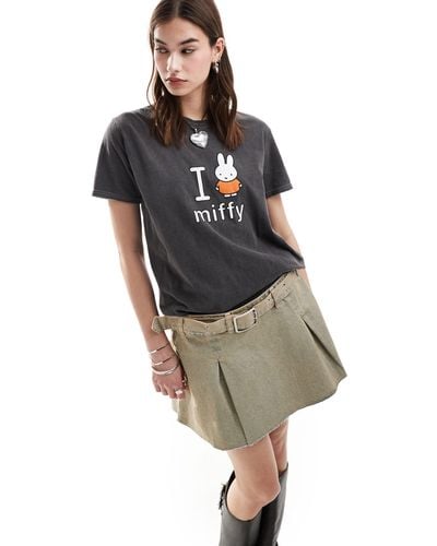 Daisy Street X Miffy Washed Relaxed T-shirt With I Love Miffy Graphic - Grey