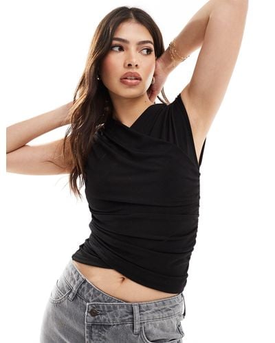 ONLY Wrap Cap Sleeve Top - Black