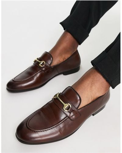 Walk London Terry Snaffle Loafers - Brown