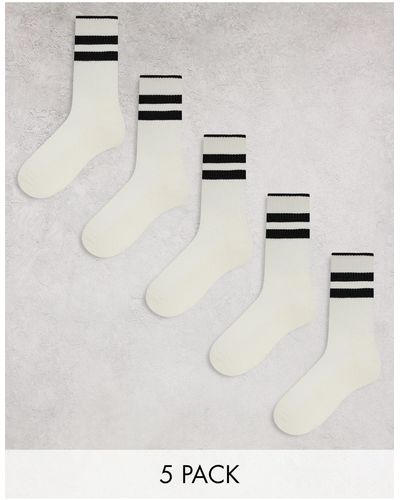 ASOS 5-pack Socks With Triple Stripe - White