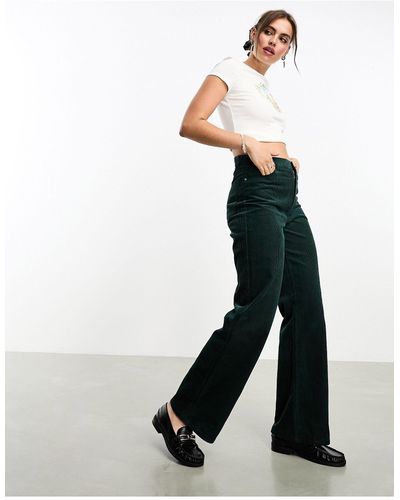 Monki Yoko Wide Leg Cord Trousers - White