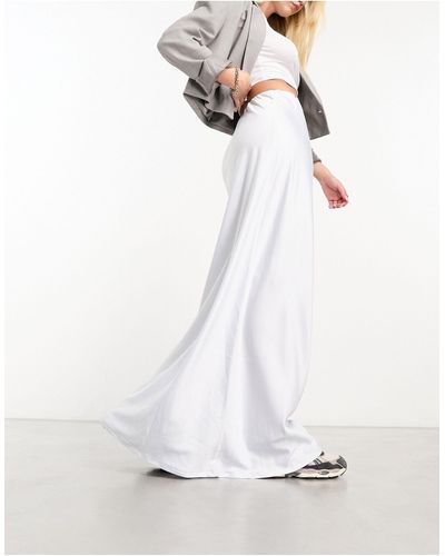 Threadbare Satin Maxi Skirt - White