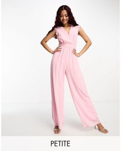 TFNC London Bridesmaid Perry Lace Back Jumpsuit - Pink