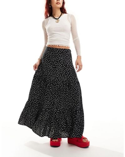 Monki Tiered Maxi Skirt - Black