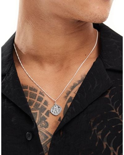 ASOS Sterling Necklace With St Christopher Pendant - Black