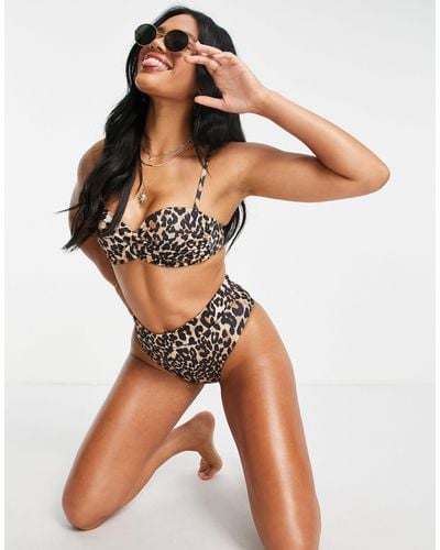 Lipsy – trägerloses bikinioberteil mit leopardenmuster - Mehrfarbig